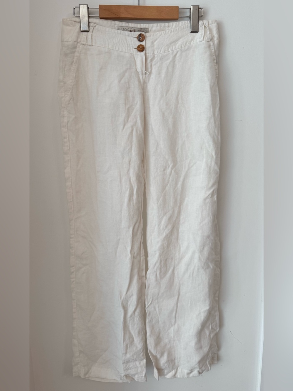 Women’s milk color Linen Pants - Lightweight Wide Leg low waist.